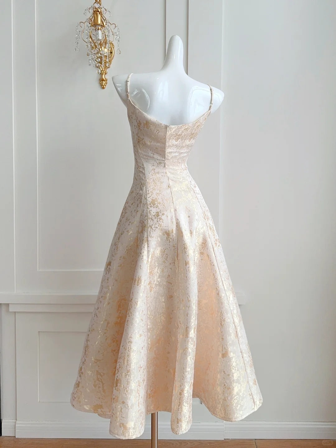 Gold Elegant Girls Long Satin Ball Gown Evening Dress Party Dress nv4545