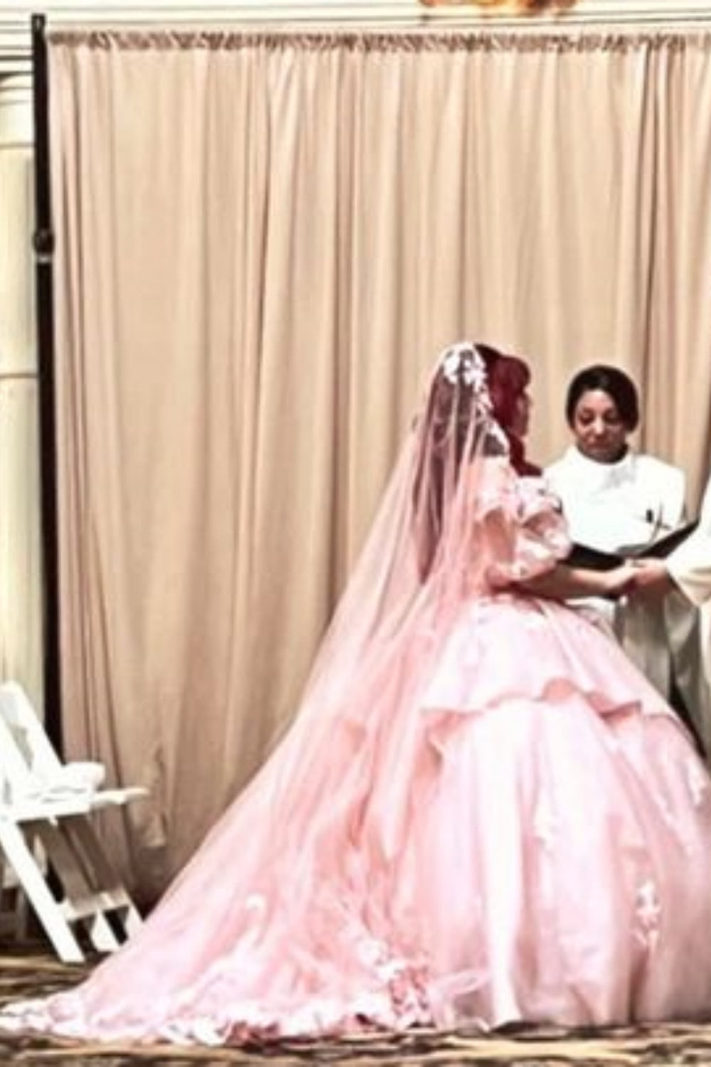 NiceVestidos - Robe de mariée longue en dentelle florale rose exquise NV5832