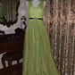 Modern Luxury Style Avocado Green Deep V Backless Sleeveless Train Gown - Showstopper Dress for Dinner & Cocktail Party NV6367