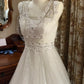 Starry Luxury Style White Beaded V-Neck Sleeveless Train Ballgown Wedding Dress NV6365