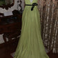 Modern Luxury Style Avocado Green Deep V Backless Sleeveless Train Gown - Showstopper Dress for Dinner & Cocktail Party NV6367