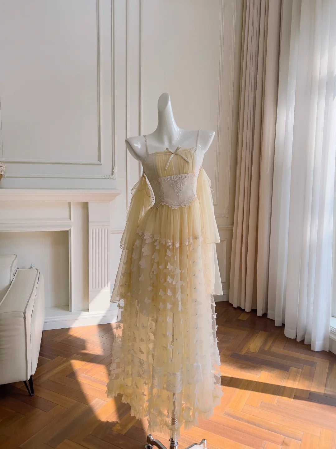 Yellow sweet elegant exquisite similar long chiffon homecoming dress prom dress evening dress party dress nv4134