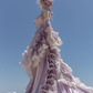 Lavender Gradient Lolita Rose Gown with 3D Roses & Lace Ruffles  NV7511