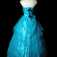 Robe de bal longue en tulle bleu, élégante et perlée, nv4780