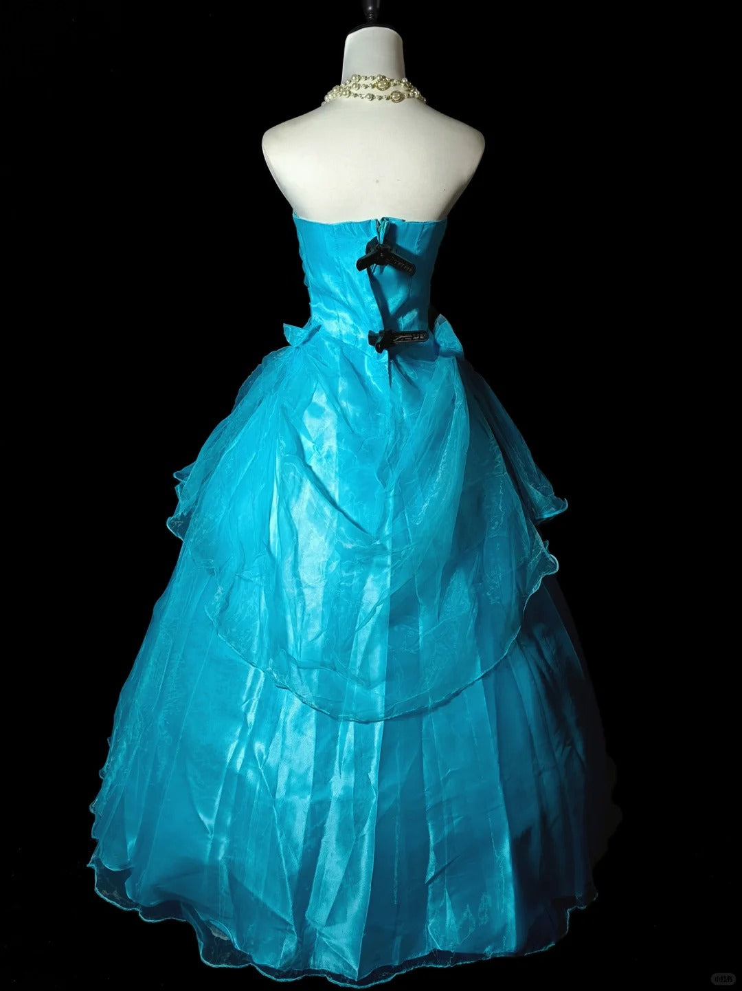 Robe de bal longue en tulle bleu, élégante et perlée, nv4780
