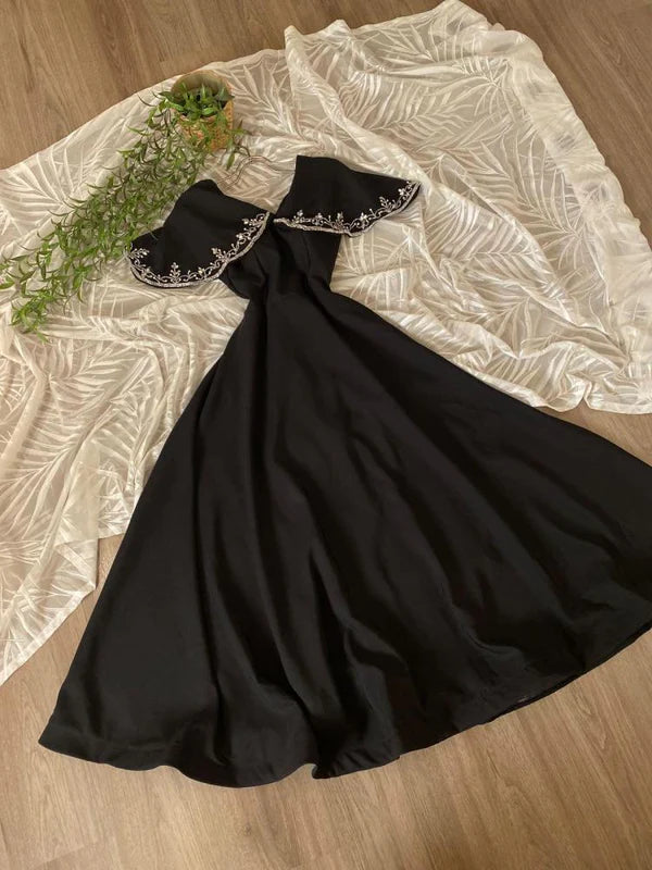 White/Green/Black simple elegant cape style embroidered long Prom Dress evening dress party dress nv2421