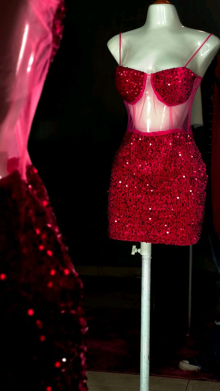 Red Fashion Shiny Short Sequin Homecoming Dress Cocktail Party Dress nv4794