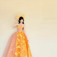 Strapless Orange Pink Ombre 3D Gold Floral Ball Gown Prom Dress  NV7414