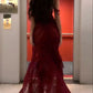Burgundy strapless elegant and charming tulle long slit evening dress prom dress party dress prom dress to impress nv2580