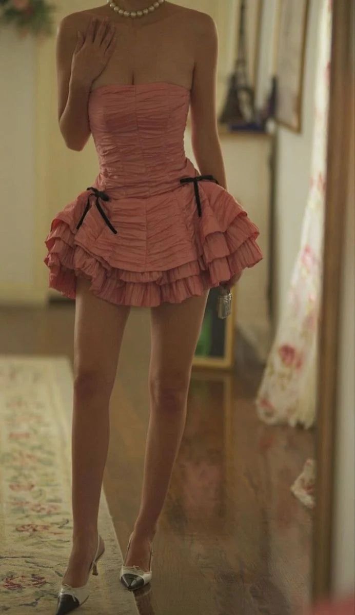 Rosa Schmetterling Kurzes Chiffon Homecoming-Kleid Partykleid nv4849