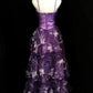 Purple Beaded Floral Elegant Long Tulle Ball Gown Evening Dress nv4784