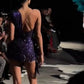 Purple Sparkling One Shoulder Fashion Sexy Short Satin Homecoming Dress Cocktail Party Dress nv5064
