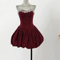 Burgundy/Black Retro Fashion Short Velvet Homecoming Dress Birthday Party Dress nv5264