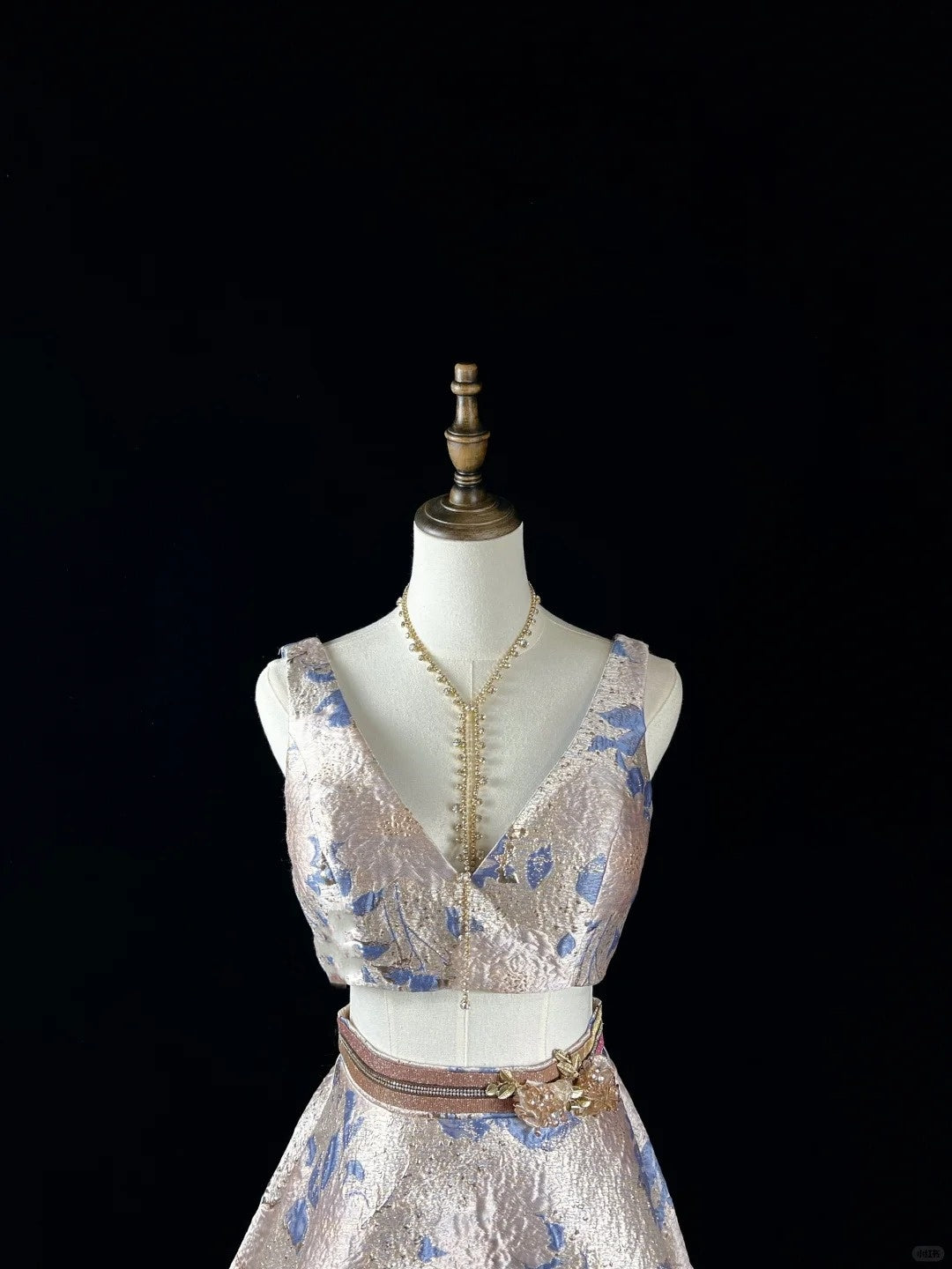 Champagne blue and gold embossed jacquard short homecoming dress birthday dress nv4487