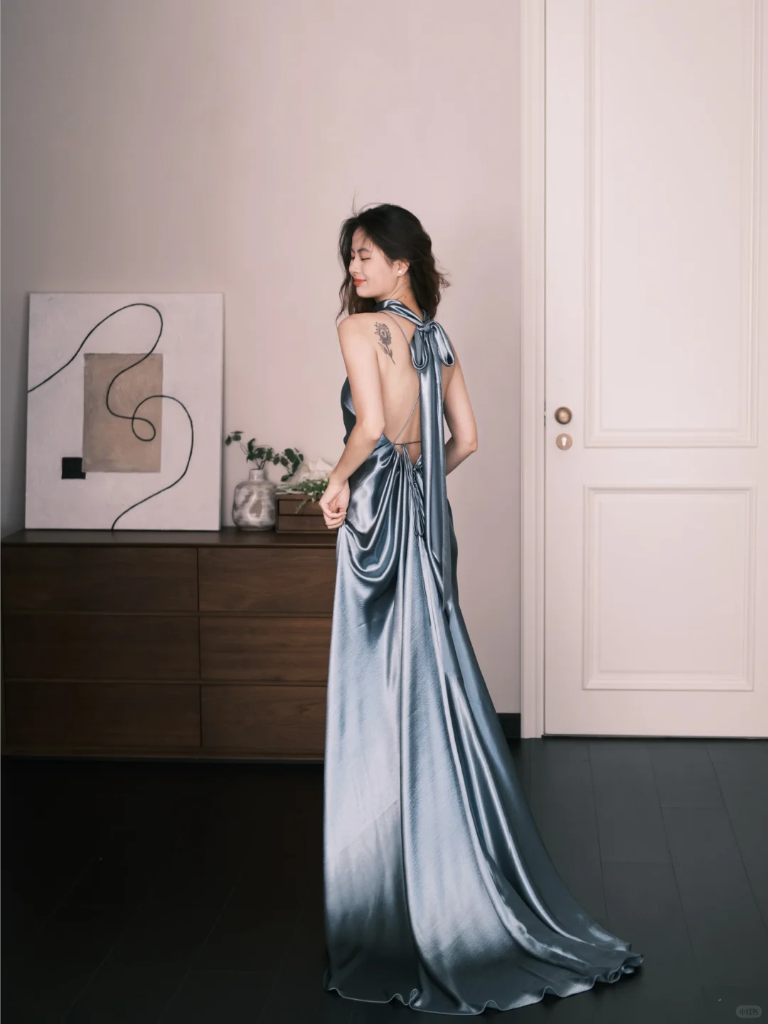 Halter Satin Mermaid Prom Dress, High Neck Evening Gown  NV7340