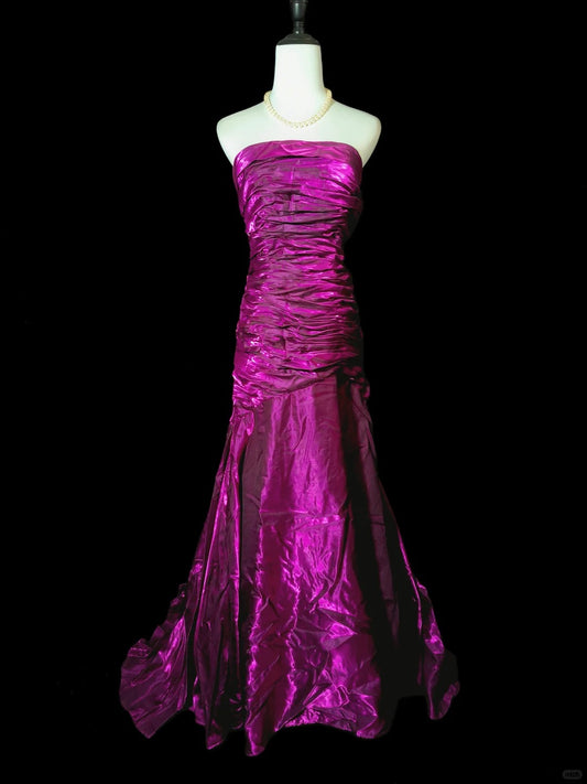 Lila Elegantes Langes Satin Ballkleid Abendkleid nv4783