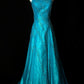 Blue beaded elegant long tulle ball gown evening dress nv4781