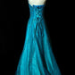 Blue beaded elegant long tulle ball gown evening dress nv4781