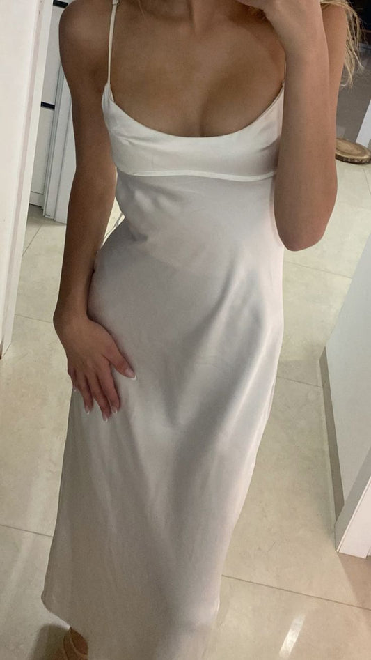 White Solid Color Fashion Elegant Long Satin Wedding Bridesmaid Dress Guest Party Dress Prom Dress Evening Dress Prom Dress nv3936