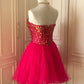Pink Sequin Beaded Short Tulle Princess Homecoming Dress Birthday Party Dress nv4712