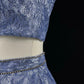 Explosive ice blue satin blue fine lace rhinestone belt short homecoming dress birthday dress nv4495