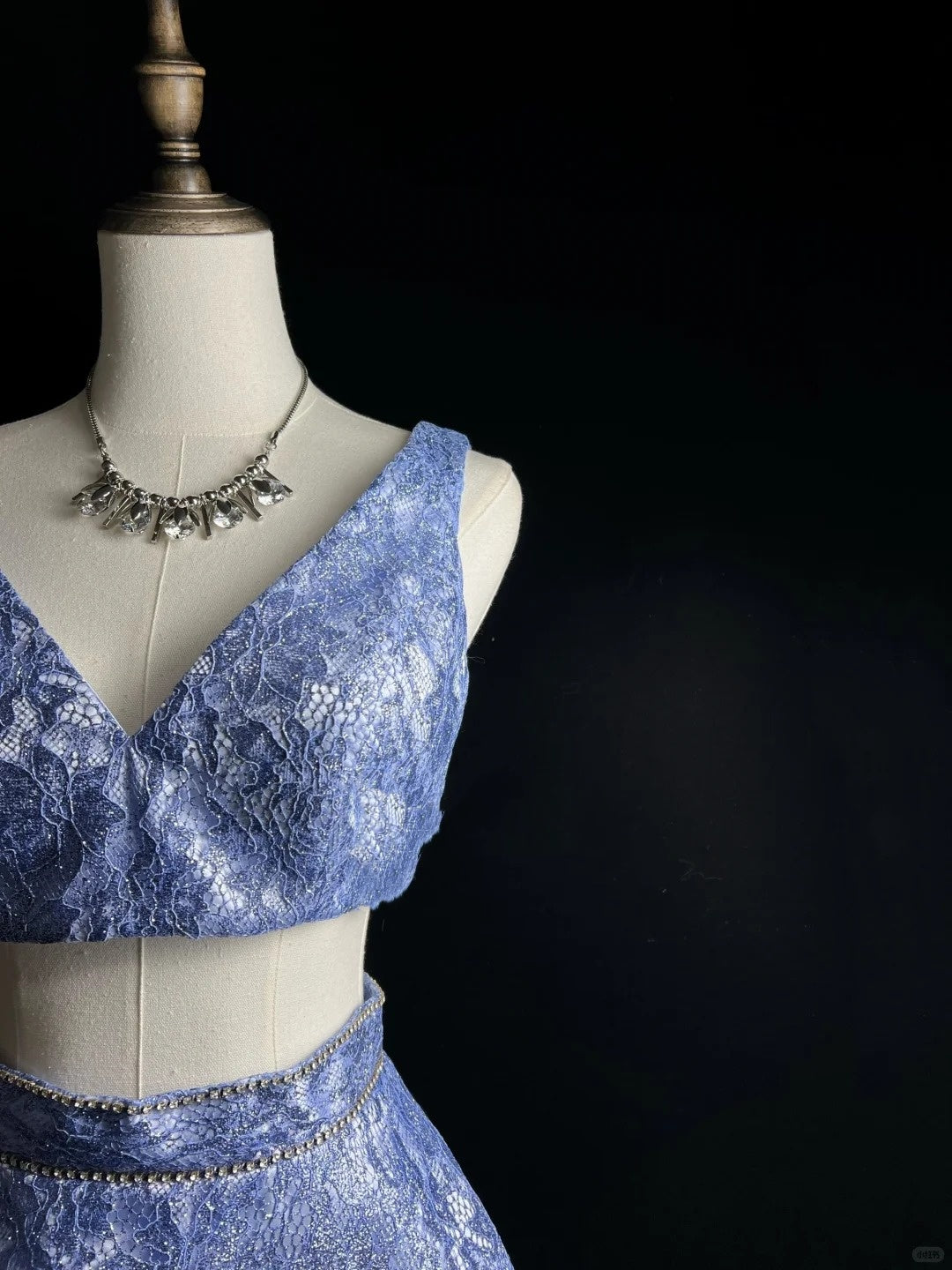 Explosive ice blue satin blue fine lace rhinestone belt short homecoming dress birthday dress nv4495