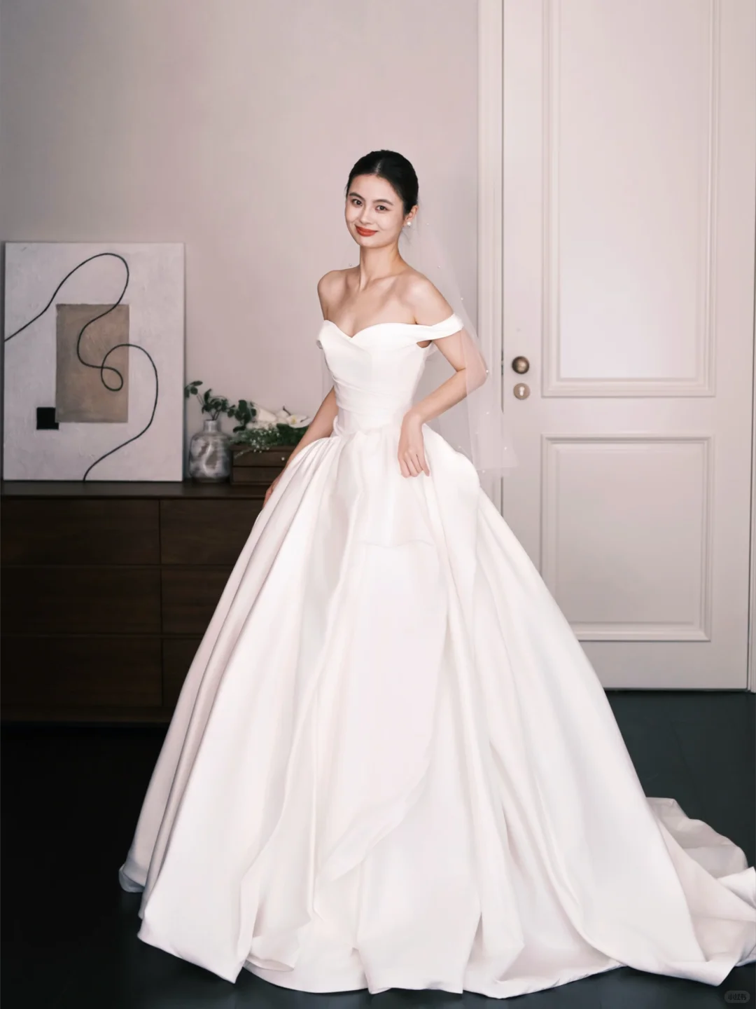 Off Shoulder Sweetheart Satin Wedding Ball Gown  NV7321
