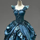 Light Blue Mysterious Vintage Fashion Elegant Long Satin Floor Length Ball Gown Evening Dress Party Dress nv4194