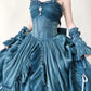Light Blue Mysterious Vintage Fashion Elegant Long Satin Floor Length Ball Gown Evening Dress Party Dress nv4194