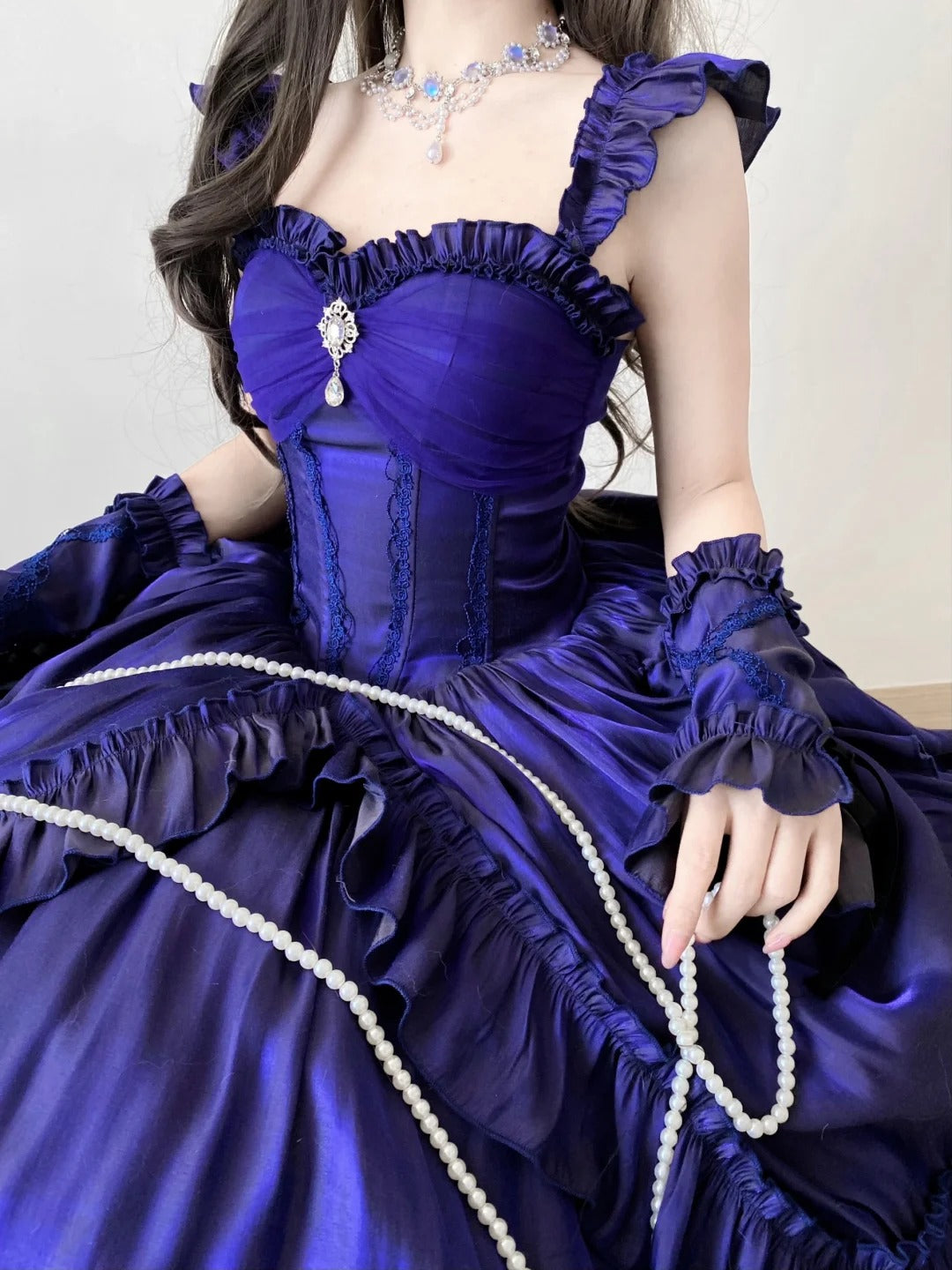 Purple Vintage Fashion Elegant Long Satin Floor Length Ball Gown Evening Dress Party Dress nv4193