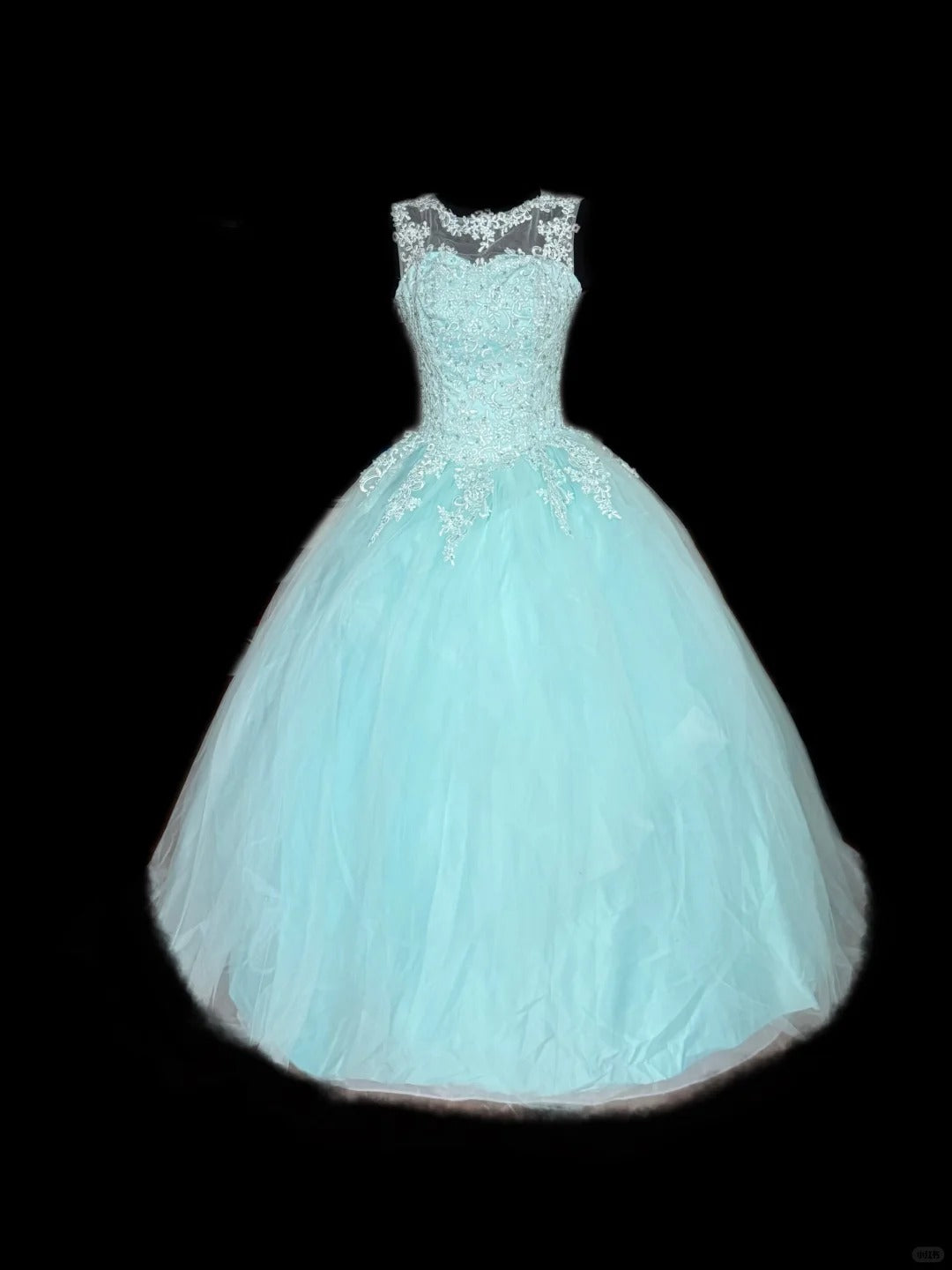 Blaues elegantes langes Spitzen-Tüll-Ballkleid-Abendkleid nv4922