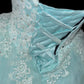 Blaues elegantes langes Spitzen-Tüll-Ballkleid-Abendkleid nv4922