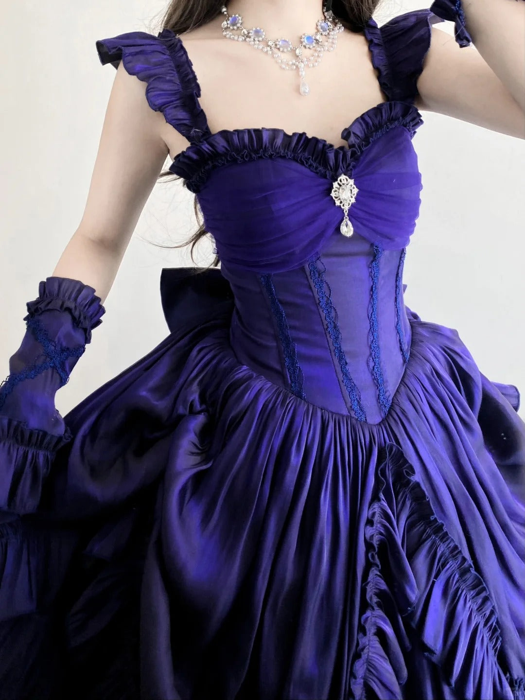 Purple Vintage Fashion Elegant Long Satin Floor Length Ball Gown Evening Dress Party Dress nv4193
