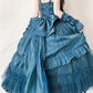 Light Blue Mysterious Vintage Fashion Elegant Long Satin Floor Length Ball Gown Evening Dress Party Dress nv4194