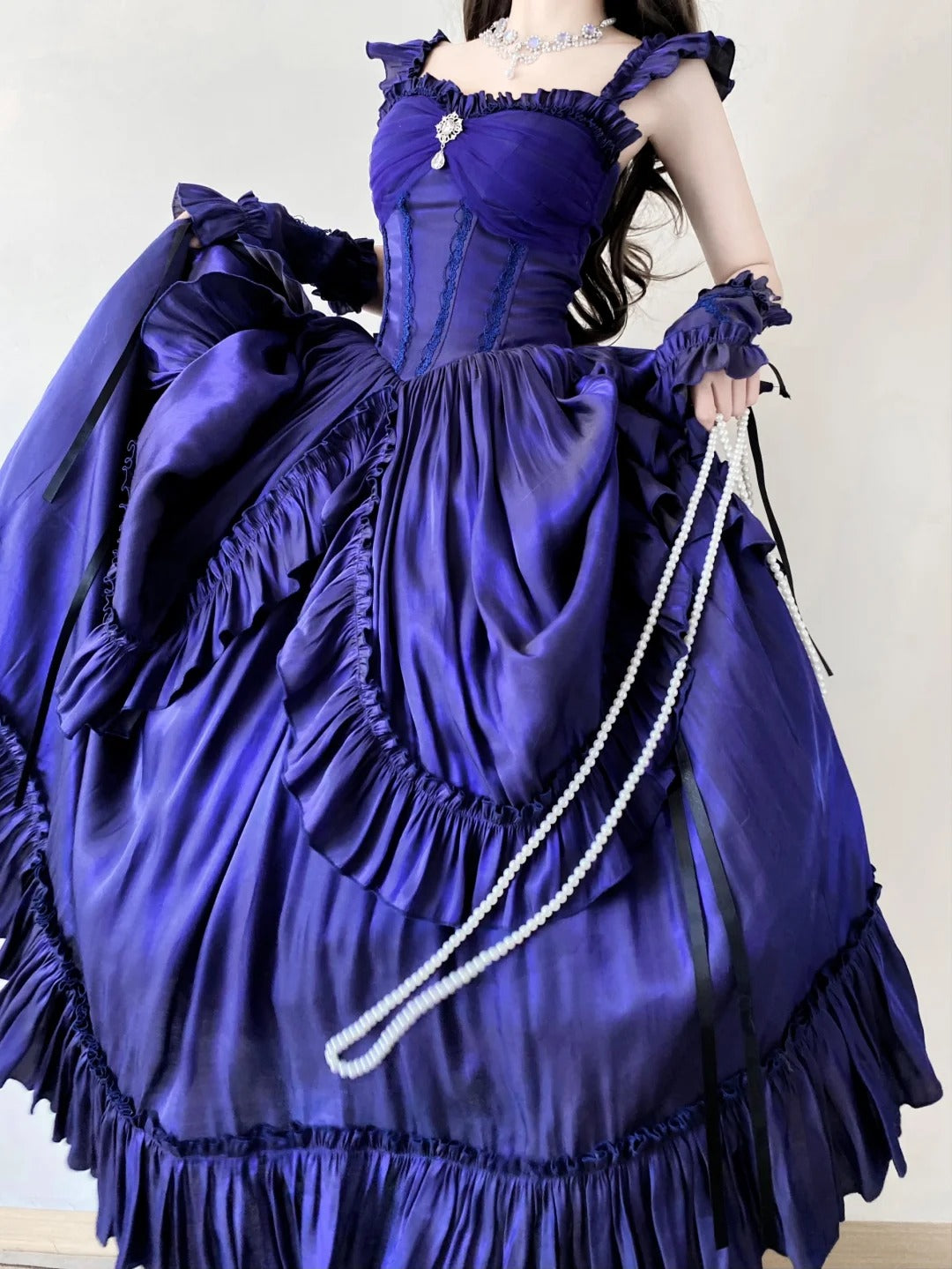 Purple Vintage Fashion Elegant Long Satin Floor Length Ball Gown Evening Dress Party Dress nv4193