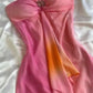 Pink Gorgeous Gradient Strapless Long Chiffon Elegant Ball Gown Evening Dress Party Dress nv4610