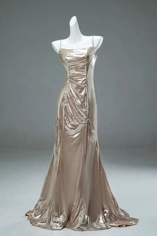 Golden retro long formal dress NV6614