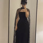 Black Glamorous Long Evening Gown With A Shawl, Nv2518
