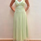 NiceVestidos--SSleeveless Light Green Tulle Halter A - line Floor - length Evening Dress NV5773