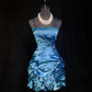 Blue Homecoming Dress Pleated Beaded Short Satin Ball Gown Evening Gown Cocktail Dress nv4416