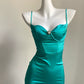Mint Green Fashion Spaghetti Strap Short Satin Homecoming Dress Birthday Dress nv5160