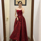 NiceVestidos-Red Floral Long Satin Prom Dress Graduation Gown nv5532
