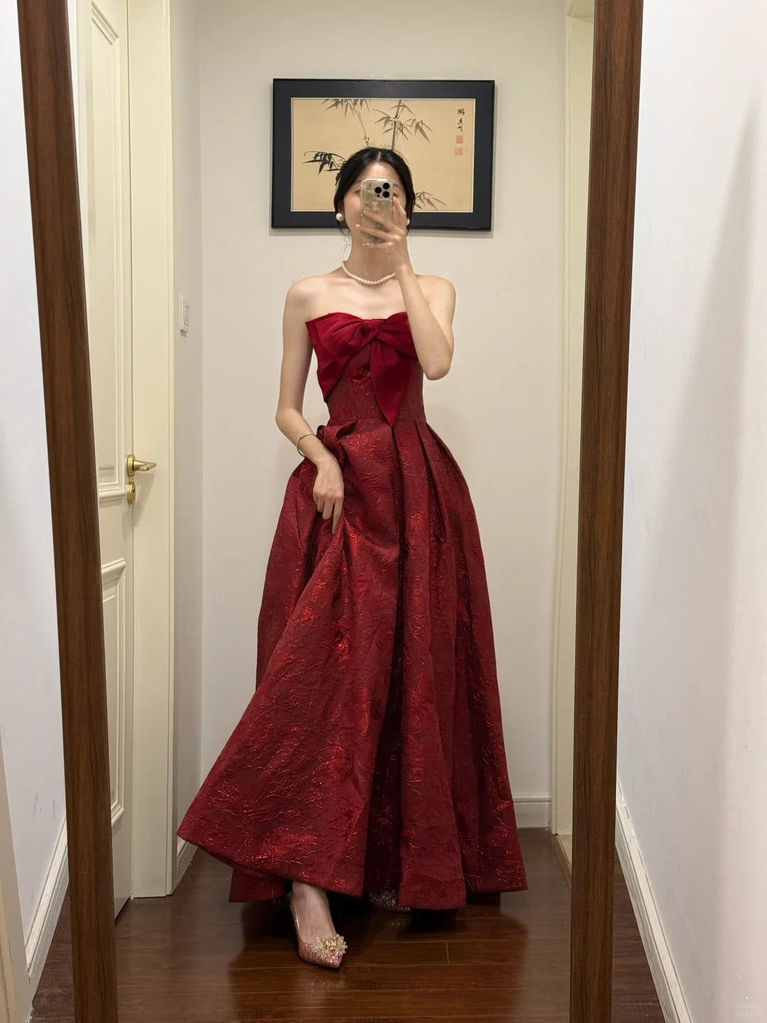 red floral graduation dress NiceVestidos-Red Long Satin Prom Gown nv5532 SIMKHAI