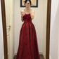 NiceVestidos-Red Floral Long Satin Prom Dress Graduation Gown nv5532