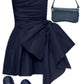 Navy blue off-the-shoulder fashionable short satin homecoming dress birthday party dress nv5279