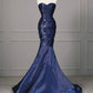 Blue satin mermaid fitted ball gown evening dress nv4437