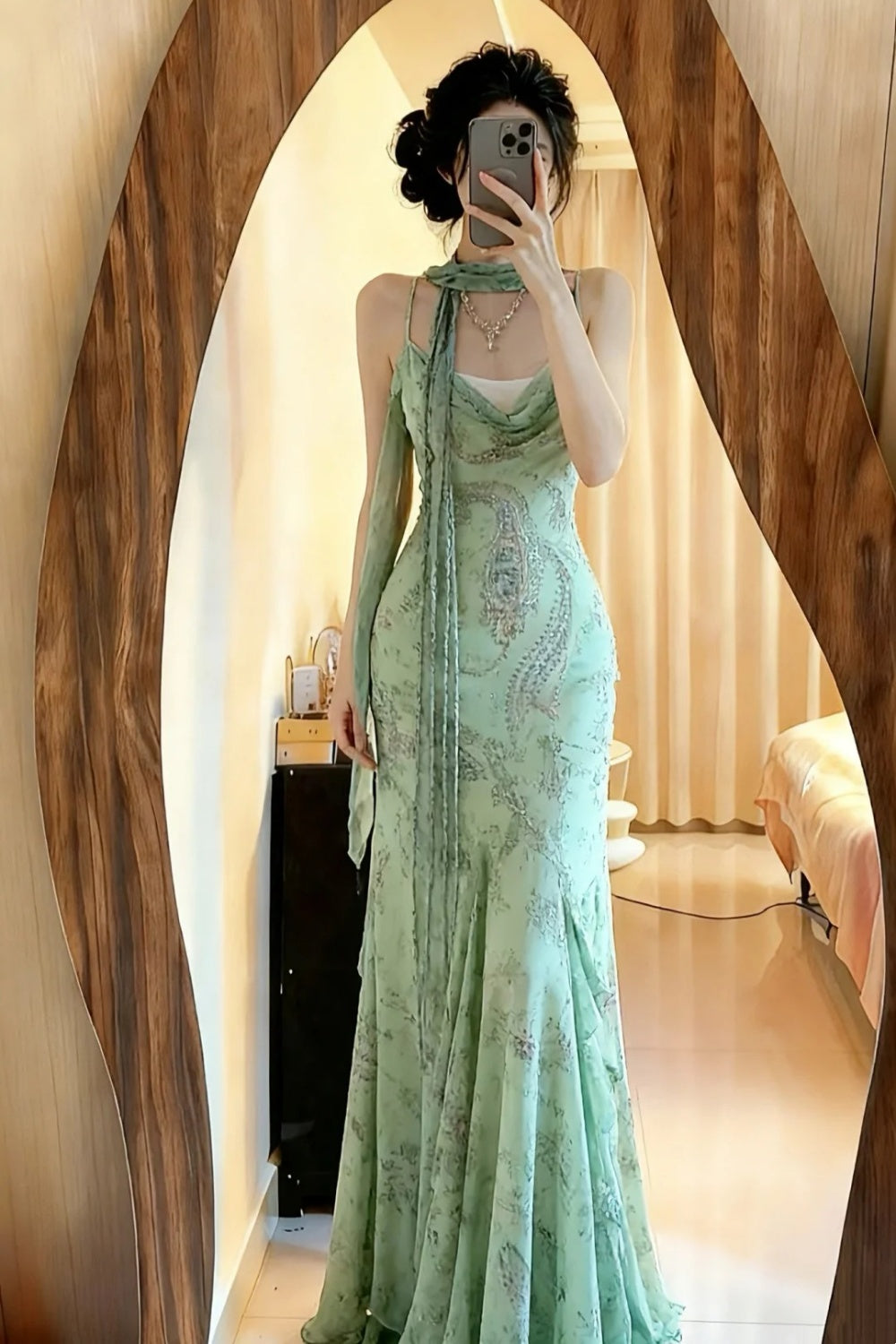 NiceVestidos – Grünes, elegantes, langes Chiffonkleid für den Abschlussball NV5985