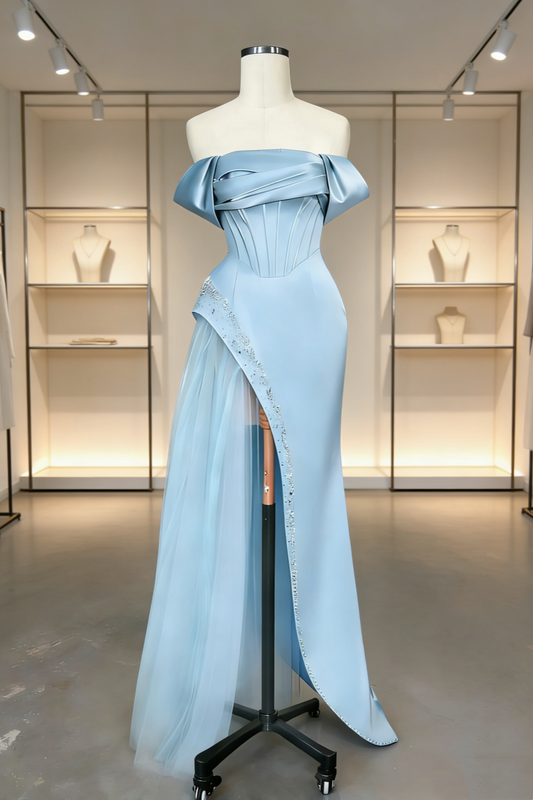 Blue long elegant evening gown NV6771