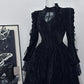 Black Vintage Elegant Exquisite Lace Short velvet Homecoming Dress Prom Dress Evening Dress Birthday Party Dress Prom Dress nv4048