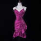 Rosa Homecoming-Kleid Spaghettiträger Kurzes Partykleid nv4224